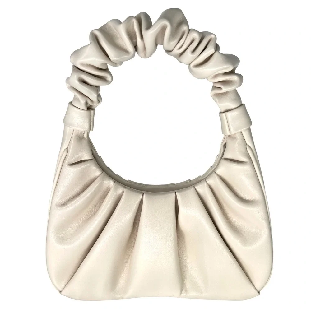 JW‎ PEI Gabbi Ruched Hobo Handbag Ivory Vegan Leather Small Hobo Bag Like New